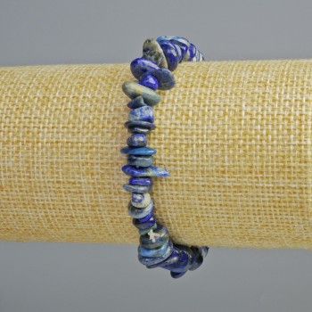 Azurite bracelet with natural stone chips, diameter 8x3 mm, length 18 cm (stretch)
