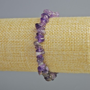Amethyst bracelet, natural stone chips, diameter 7x4 mm, length 18 cm (stretch)
