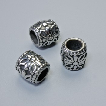 Bead-insert findings, diameter 9.5×9 mm, hole diameter 5.3 mm, silver-colored metal, 1 piece