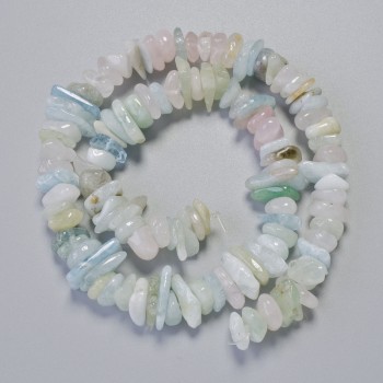 Morganite beads natural stone chips, diameter 12×4 mm, length 38 cm on thread