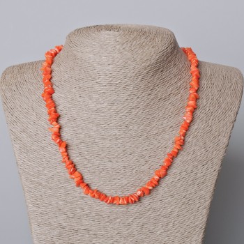 Natural Orange Coral Necklace - chip beads, 6x4 mm, length 45-47 cm +/-