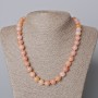 Pink-Toned Quartz Necklace with Smooth Beads, Diameter ~10 mm, Length 45–48 cm
