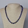 Blue Cat's Eye Necklace with Natural Stone, Smooth Beads, 8.5 mm Diameter, 45-48 cm Length