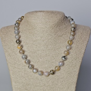 Dragon Vein Agate Necklace with Smooth Beads, 10.5 mm diameter, 45–48 cm long