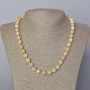 Beige natural mother-of-pearl necklace with smooth beads, 9 mm diameter, 45–49 cm length
