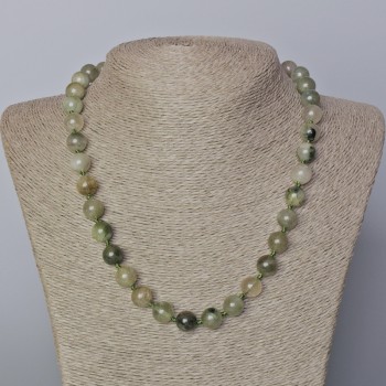 Намисто Фантомний Кварц з Рутилом натуральний камінь гладка кулька, діаметр 10мм+-, довжина 45-50см+