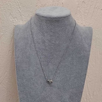 Pendant with three rings, 7 mm diameter, 41–45 cm length, 1.35 mm thickness, silver-toned metal