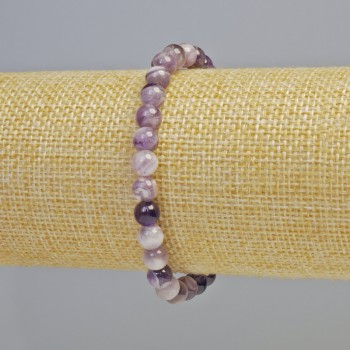 Amethyst bracelet with natural stone, smooth beads, 6.5 mm diameter +/- (stretch), length 18 cm+