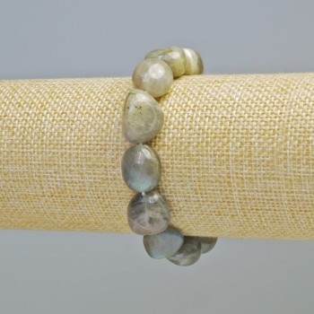 Bracelet with natural labradorite, faceted, diameter 11x13mm ± (stretch), length 18cm+