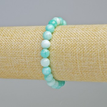 Amazonite Bracelet (Synthetic) Smooth Beads, 8mm Diameter ± (Stretch), Length 18cm+