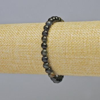 Hawk's Eye Bracelet, natural stone, smooth beads, diameter 6.5 mm ± (stretch), length 18 cm+