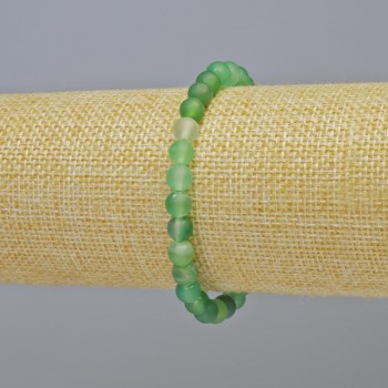 Bracelet made of green matte agate, natural stone, smooth beads, 6 mm diameter ± (stretch), length 18 cm.