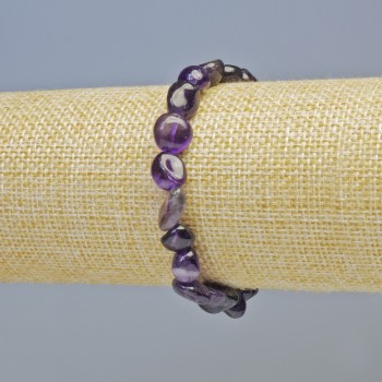 Amethyst Bracelet, Natural Stone Faceted Beads, Diameter 8x9mm ± (Stretch), Length 18 cm+