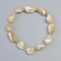Beige Mother-of-Pearl Bracelet, Faceted, Diameter 10x13 mm +/- (Stretch), Length 18 cm +/- with Metal Inserts