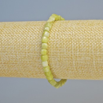 Jadeite Bracelet with Natural Gemstone, Faceted Cube Beads, 5 mm Diameter ± (Stretch), Length 18 cm
