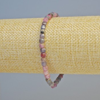 Bracelet with Sapphire and Ruby, Natural Gemstone, Faceted Cube, Diameter 4 mm ± (Stretch), Length 18 cm+