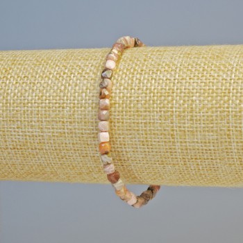 Rhodochrosite bracelet natural stone faceted cube, diameter 4 mm ± (stretch), length 18 cm+