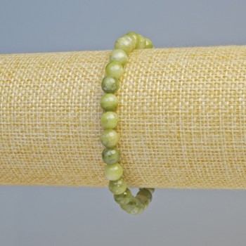 Bracelet Green Opal (artificial acrylic) smooth beads, 6 mm diameter ± (stretch), length 18 cm+
