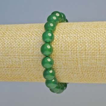 Chrysoprase Bracelet, Natural Stone, Smooth Beads, 10mm Diameter ± (Stretch), Length 18cm+