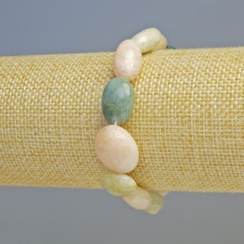 Morganite bracelet, natural gemstone, faceted beads, diameter 10x15 mm +/- (stretch), length 18 cm+