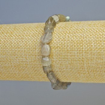 Labradorite bracelet with natural stone, faceted, diameter 8x9 mm +/- (stretch), length 18 cm