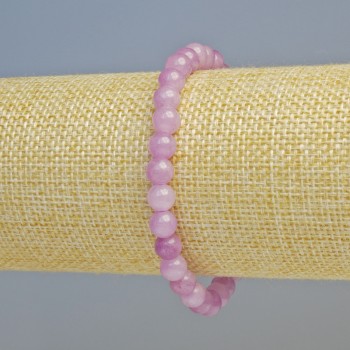 Kunzite Bracelet (pressed) Smooth Bead, 6.5 mm diameter, stretchy, length 18 cm+