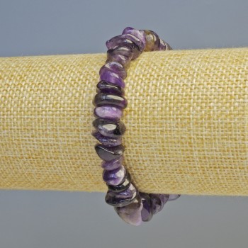 Bracelet with natural amethyst chips, 13×4 mm, stretch, length 18 cm