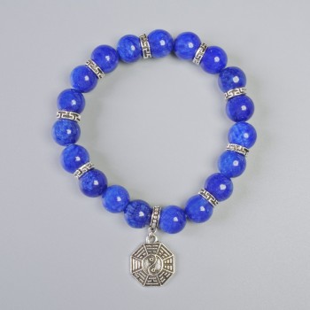 Lapis Lazuli Bracelet (synthetic acrylic) Smooth beads, 10.5 mm diameter ± (stretch), length 18 cm ± with metal inserts