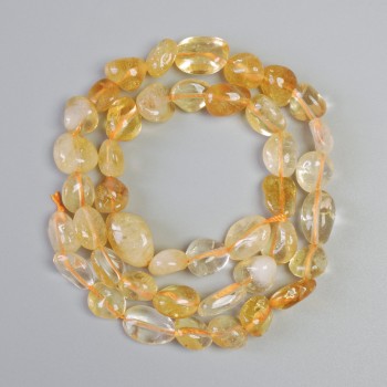 Citrine beads, natural stone rondelle, 9x11mm diameter, 40cm length on cord