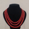 Three-strand Necklace of Natural Coral Coin Beads, diameter 8.5×4 mm, length 45-53 cm