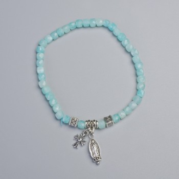 Amazonite Bracelet with Faceted Cube Beads, 4 mm Diameter ±