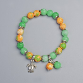 Браслет "Варисцит" (штучний акрил) та Нефрит (штучний), діаметр 8, 5мм+- (стрейч), довжина 18см+- з металевими вставками