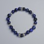 Blue Cat's Eye Bracelet with smooth beads, 8.5 mm diameter ± (stretch), length 18 cm ± with metal inlays