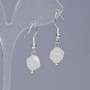 Earrings Rose Quartz natural gemstone, faceted, diameter 9×10 mm +/-, length 31 mm +/-