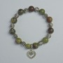 Jasper Bracelet 'Blood of the Dragon' smooth bead, diameter 10.5 mm, 8 mm+- (stretch), length 18 cm+- with metal inserts