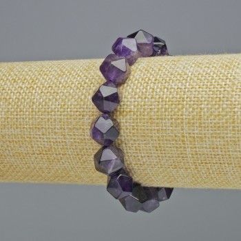 Amethyst Bracelet, natural gemstone, multifaceted, diameter 10.5×12 mm +/- (stretch), length 18 cm+