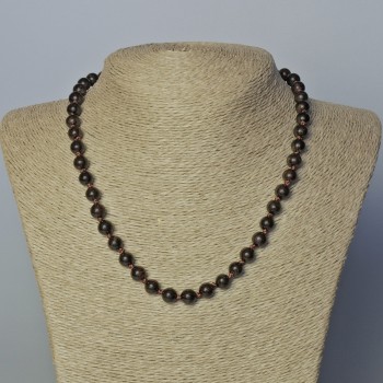Garnet Necklace with Natural Stone, Smooth Beads, 8 mm Diameter ±, 45 cm Length