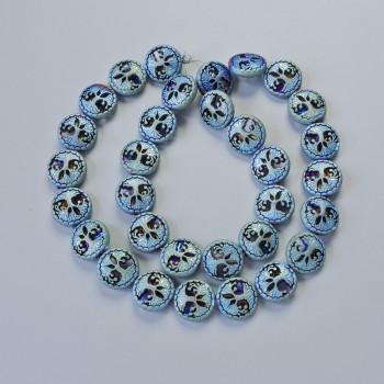 Hematite beads 'Tree' matte chameleon color, diameter 12.5×4.5 mm, length 41 cm+- on a thread