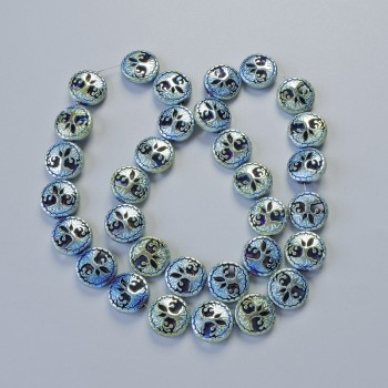 Hematite beads 'Tree' chameleon color, diameter 12.5 x 4.5 mm, length 41 cm on thread