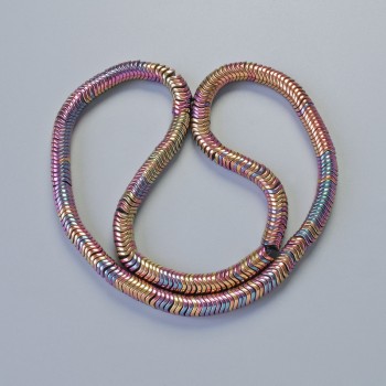 Hematite beads, chameleon color, zigzag, 6x2 mm, 40 cm length on thread