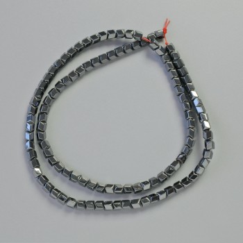 Hematite beads hexagonal zigzag shape, black color, diameter 3.5×3.5 mm ±, 40 cm strand