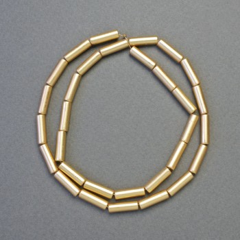 Hematite beads cylindrical, matte gold color, diameter 13×4 mm, length 42 cm strand