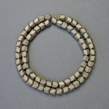 Hematite Beads Hexagonal Zigzag Khaki Matte, 6x6 mm Diameter, 42 cm Strand Length