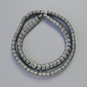 Hematite beads snake zigzag wave shape gray matte, 7x5x5 mm diameter, 42 cm length strand