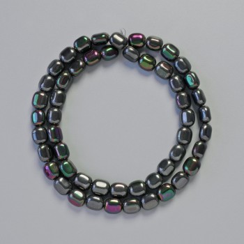Hematite Beads Oval, Black Chameleon Color, 7x7 mm Diameter, 40 cm Length, Strand
