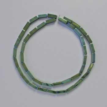 Hematite Beads Rectangular 9x3 mm ± Green Chameleon - Strand