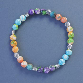 Bright Summer Assortment Bracelet (acrylic), 7 mm diameter +/-, length 18 cm +/-, stretch with sunflower inserts