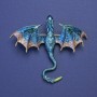 Dragon brooch-pendant with blue enamel, blue crystals, gold-tone metal, 63x72 mm +