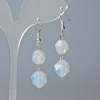 Moonstone Earrings, Faceted, Diameters 10x9 mm and 12x11 mm, length approx. 4 cm, with hooks