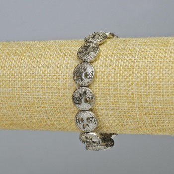 Браслет Гематит "Дерево" колір сріблястий, діаметр 12, 5х4, 5мм+-, довжина 18см +- (стрейч)